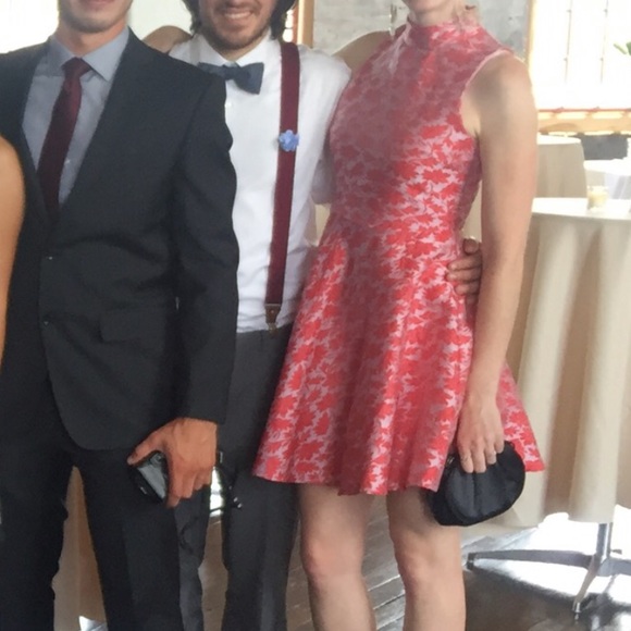 High-neck pink floral mini party dress - Picture 6 of 6